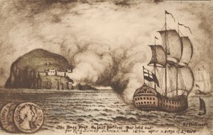 Bass Rock, Écosse, dernier bastion à soutenir le roi déchu Jacques II après la Glorieuse Révolution de 1688 - Reginald Phillimore